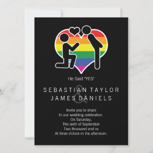 He Said Yes Mr And Mr Proposal Gay Wedding Invitation