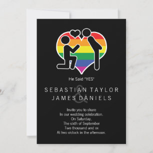 He Said Yes Mr And Mr Proposal Gay Wedding Invitation