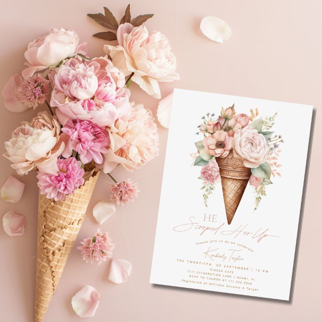 He Scooped Her Up Ice Cream Bridal Shower Invitation (Creator Uploaded)