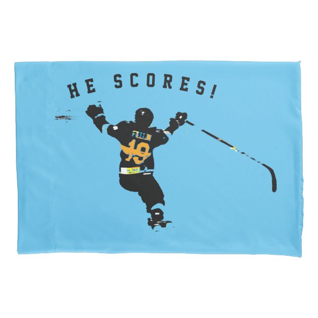 He Scores! - Ice Hockey Player Pillowcase (Front)
