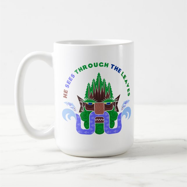 He sees through the leaves coffee mug (Left)