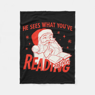 He Sees What You’ve Been Reading Funny Bookish San Fleece Blanket