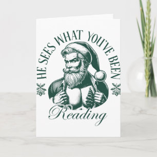 He Sees What You've Been Reading Funny Bookish Chr Card