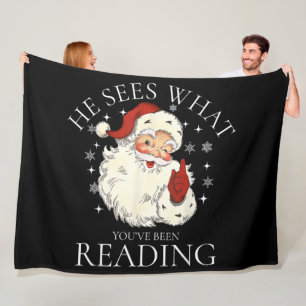 He Sees What You've Been Reading Funny Fleece Blanket