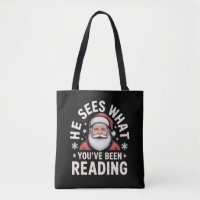 He Sees What You've Been Reading Santa Bookish 
