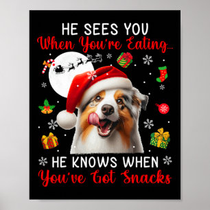 He Sees When You're Eating Snacks Xmas Australian  Poster