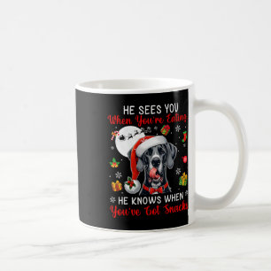 He Sees When You're Eating Snacks Xmas Great Dane Coffee Mug