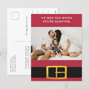 He Sees You When You’re Sleeping Photo Holiday Postcard