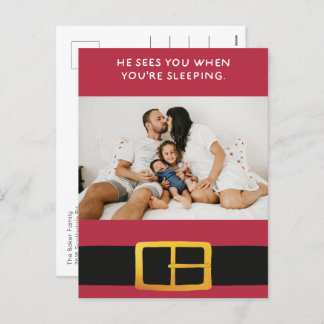 He Sees You When You’re Sleeping Photo Holiday Postcard