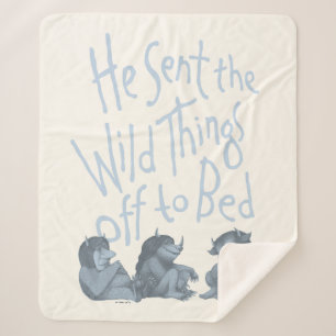 He Sent the Wild Things Off to Bed - Blue Sherpa Blanket