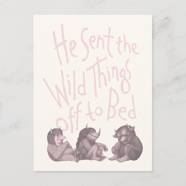 He Sent the Wild Things Off to Bed - Pink Postcard (Front)