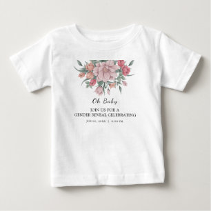 He & She Modern Baby in Bloom Gender Reveal T-Shirt