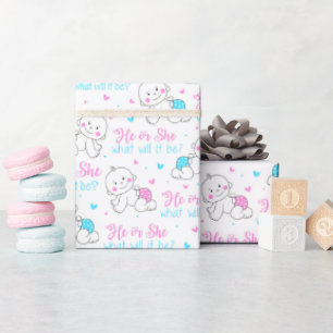 He She New Baby Wrapping Paper