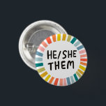 HE/SHE/THEM Pronouns Rainbow Soft Circle Rings 3 Cm Round Badge<br><div class="desc">Decorate your outfit with this cool art button. You can customise it and add text too. Check my shop for lots more colours and patterns! Let me know if you'd like something custom too.</div>