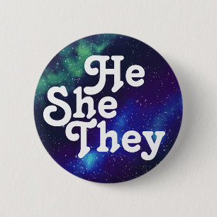 He/She/They Customisable Galaxy Pronoun Button
