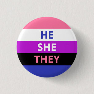 He/She/They Pronouns Genderfluid Flag Badge