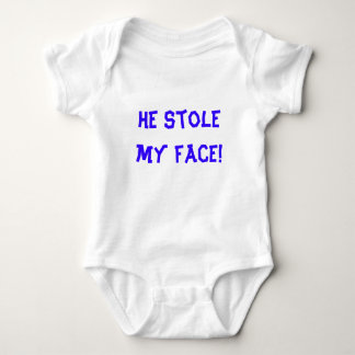 He stole my face! baby bodysuit