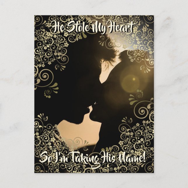 He Stole My Heart Wedding Save the Date Postcard (Front)