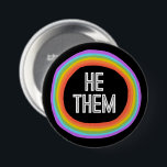 HE THEM Colourful Gender Rainbow Circle Pronouns 7.5 Cm Round Badge<br><div class="desc">Decorate your outfit with this cool art button. Makes a great  gift! You can customise it,  change colours,  fonts,  and add text too. Check my shop for lots more colours and patterns! Let me know if you'd like something custom too.</div>
