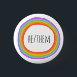 HE/THEM Pronouns Colourful Rainbow Circle 3 Cm Round Badge<br><div class="desc">Decorate your outfit with this cool art button. Makes a great  gift! You can customise it and add text too. Check my shop for lots more colours and patterns! Let me know if you'd like something custom too.</div>