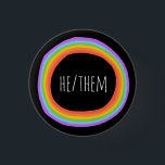 HE/THEM Pronouns Colourful Rainbow Circle Black 3 Cm Round Badge<br><div class="desc">Decorate your outfit with this cool art button. Makes a great  gift! You can customise it and add text too. Check my shop for lots more colours and patterns! Let me know if you'd like something custom too.</div>