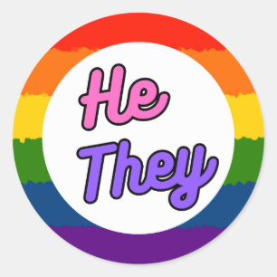 He They Pronoun Rainbow Stickers