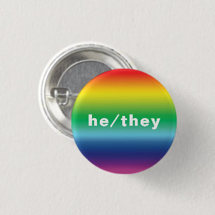 He, They Pronouns Lgbtq Lgbt Pride Rainbow Colours 3 Cm Round Badge