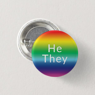 He, They Pronouns Lgbtq Lgbt Pride Rainbow Colours 3 Cm Round Badge