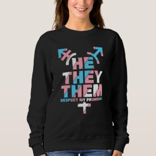 He They Them Respect The Pronoun Pin Blue Pink Sweatshirt