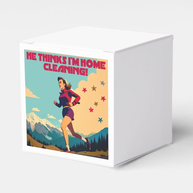 He Thinks I'm Home Cleaning Sassy Runner Favour Box (Front Side)