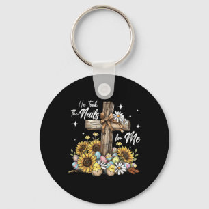 He Took The Nails For Me Jesus Bunny Flower Christ Key Ring