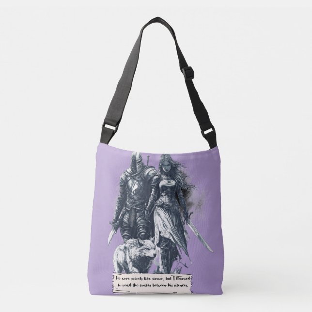 He wears his secrets like armour crossbody bag (Front)