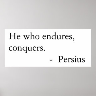 He who endures, conquers.  poster