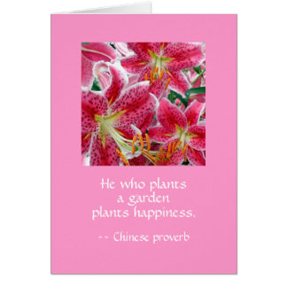 He who plants a garden plants happiness. WT WI BB