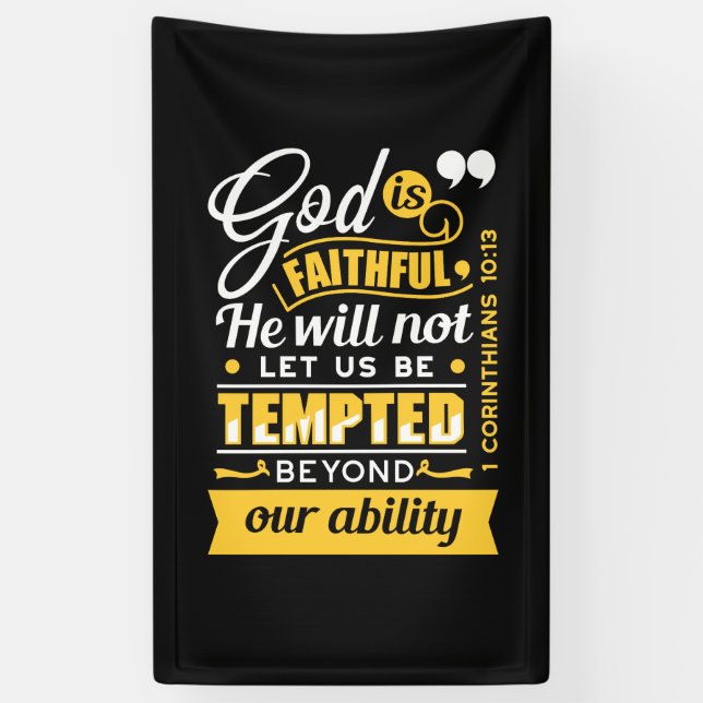  He Will Not Let You Be Tempted – Bible Verse Banner (Vertical)
