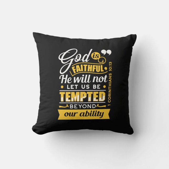  He Will Not Let You Be Tempted – Bible Verse Cushion (Front)