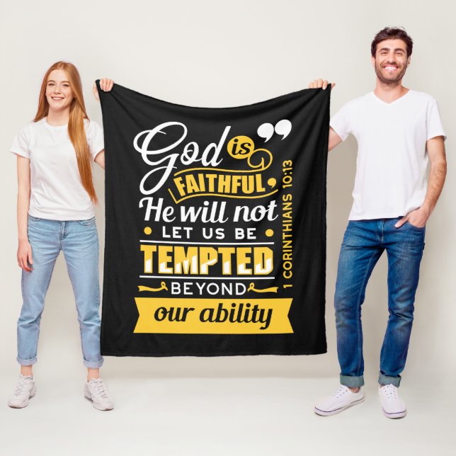  He Will Not Let You Be Tempted – Bible Verse Fleece Blanket (In Situ)