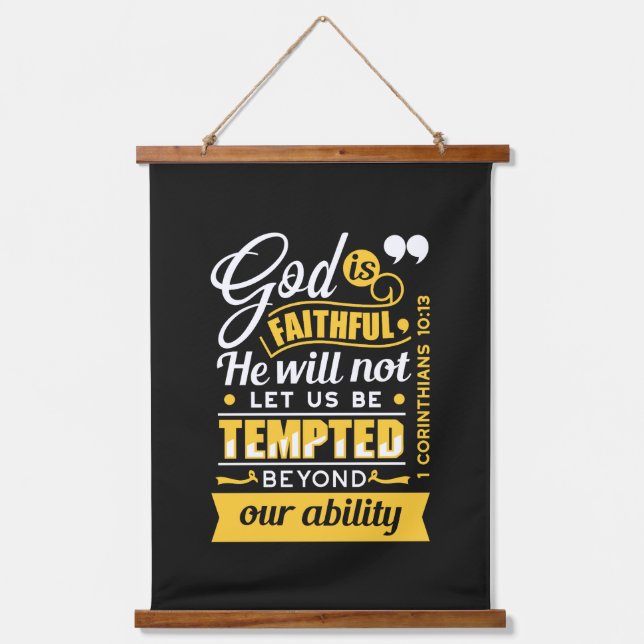  He Will Not Let You Be Tempted – Bible Verse Hanging Tapestry (Front)
