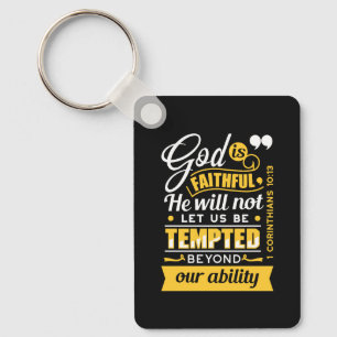  He Will Not Let You Be Tempted – Bible Verse Key Ring