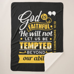He Will Not Let You Be Tempted – Bible Verse Sherpa Blanket