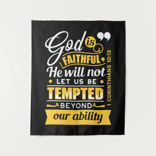  He Will Not Let You Be Tempted – Bible Verse Tapestry (Front)