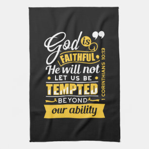 He Will Not Let You Be Tempted – Bible Verse Tea Towel