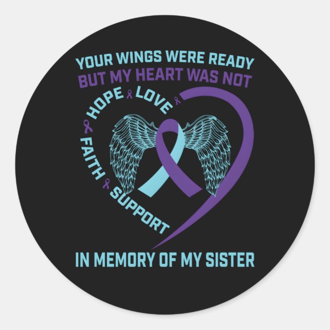 He Wings Ribbon Hope Suicide Awareness Prevention  Classic Round Sticker (Front)