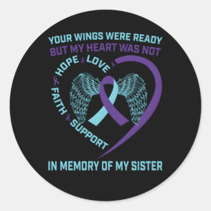 He Wings Ribbon Hope Suicide Awareness Prevention  Classic Round Sticker