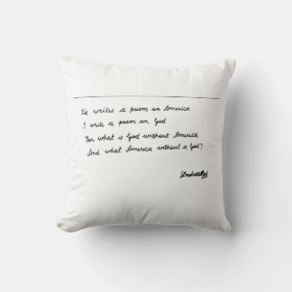 He writes a poem on America Cushion