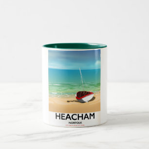 Heacham Norfolk vintage seaside poster Two-Tone Coffee Mug