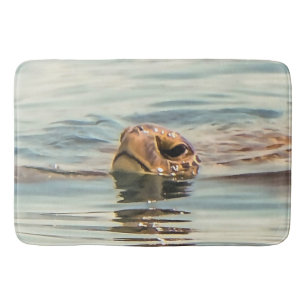 Head Above Water Turtle Ocean Wildlife Art Bath Mat