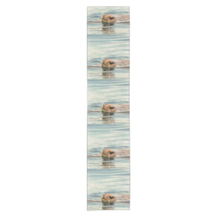Head Above Water Turtle Ocean Wildlife Art Short Table Runner