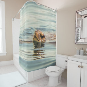Head Above Water Turtle Ocean Wildlife Art Shower Curtain