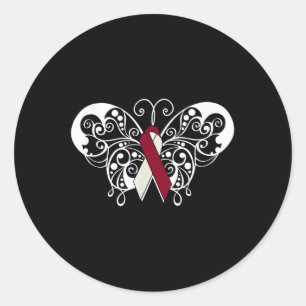 Head & Neck Cancer Awareness T Shirt Ribbon Bu Classic Round Sticker